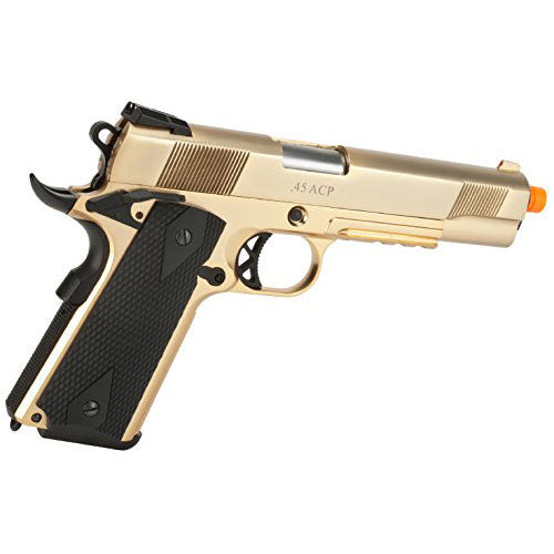 WE-USA Metal 1911 Railed Frame Gas Blowback Airsoft Pistol - Gold Plated