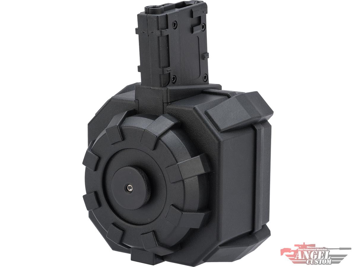 Angel Custom 2000 Round "BLOK" Thunderstorm Airsoft AEG Drum Flashmag - Black - M4 Adapter