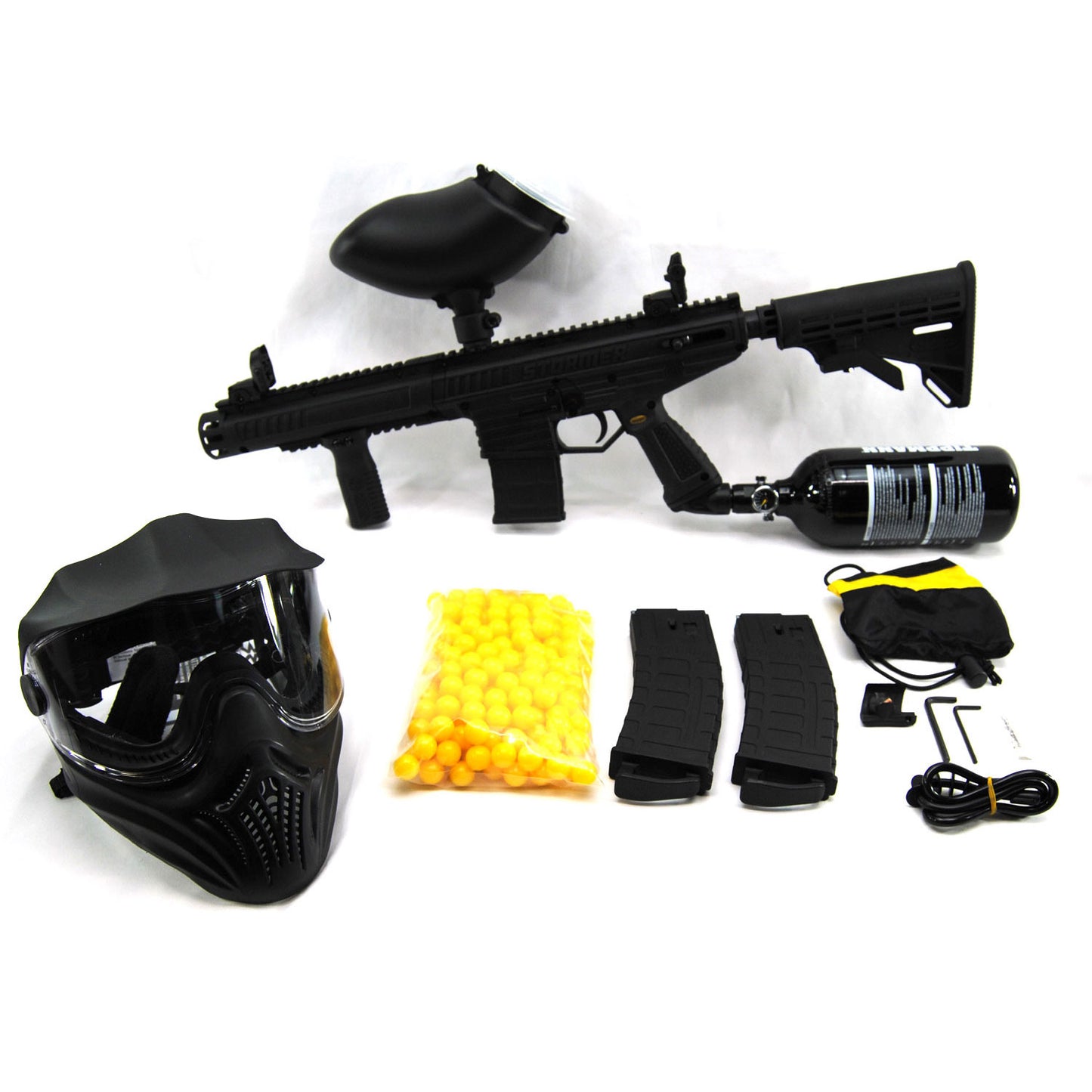 Tippmann Stormer Elite Paintball Package 200 Rd Loader Paintballs 48/3000 Tank