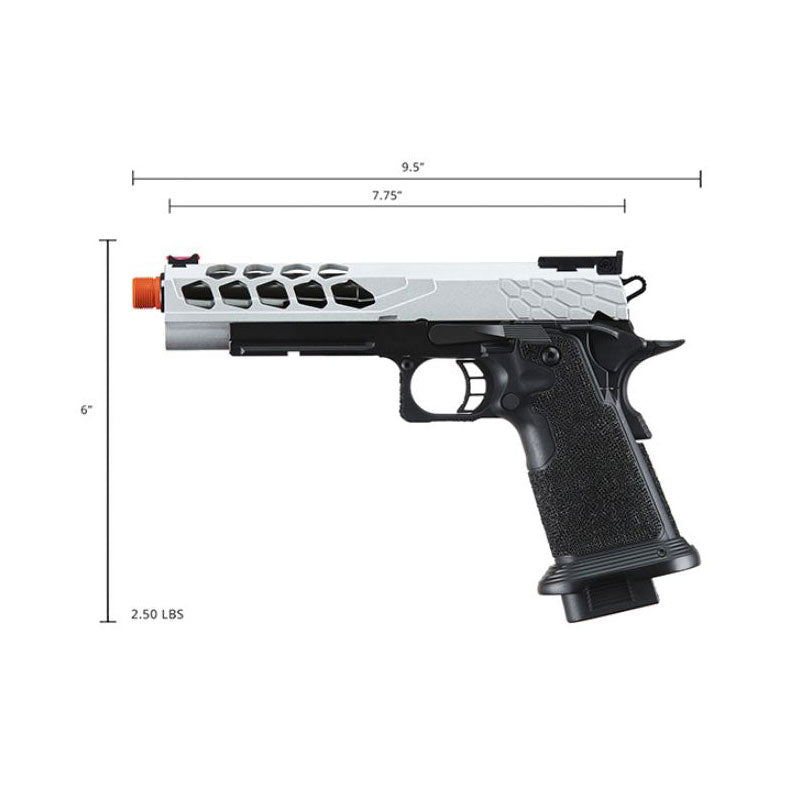 Lancer Tactical Stryk Hi-Capa 5.1 Gas Blowback Airsoft Pistol - Black/Silver