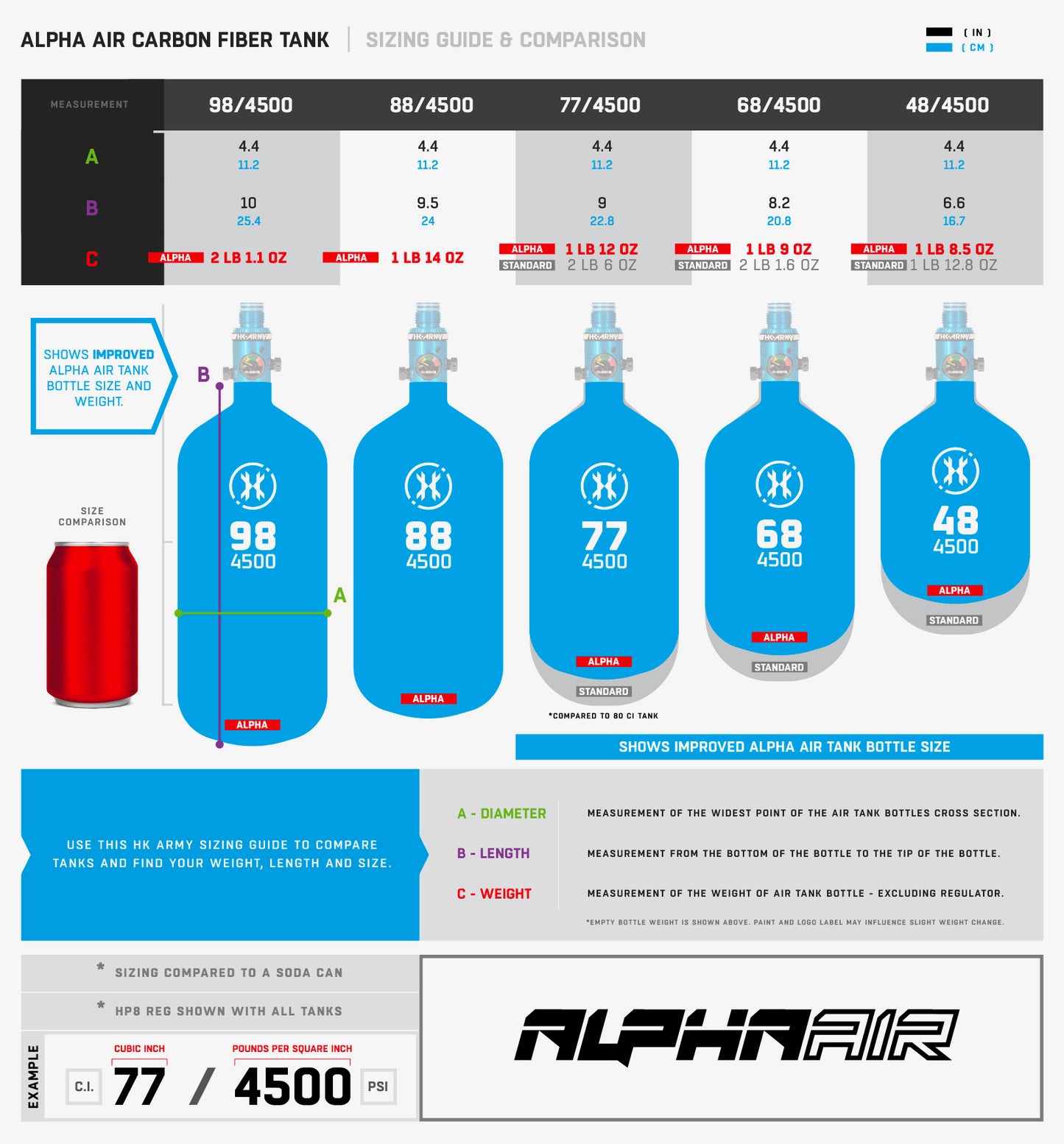 HK Army Alpha Air 98ci/4500psi HPA Tank