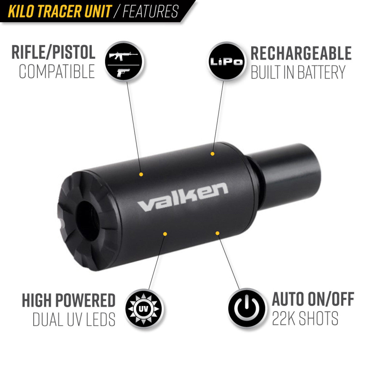 Valken Tactical KILO Tracer Unit - Black - Valken