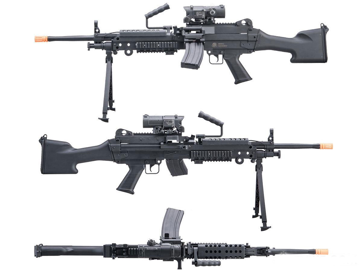 Cybergun FN Licensed M249 E2 "Featherweight" Airsoft Machine Gun (<350 FPS) - Black