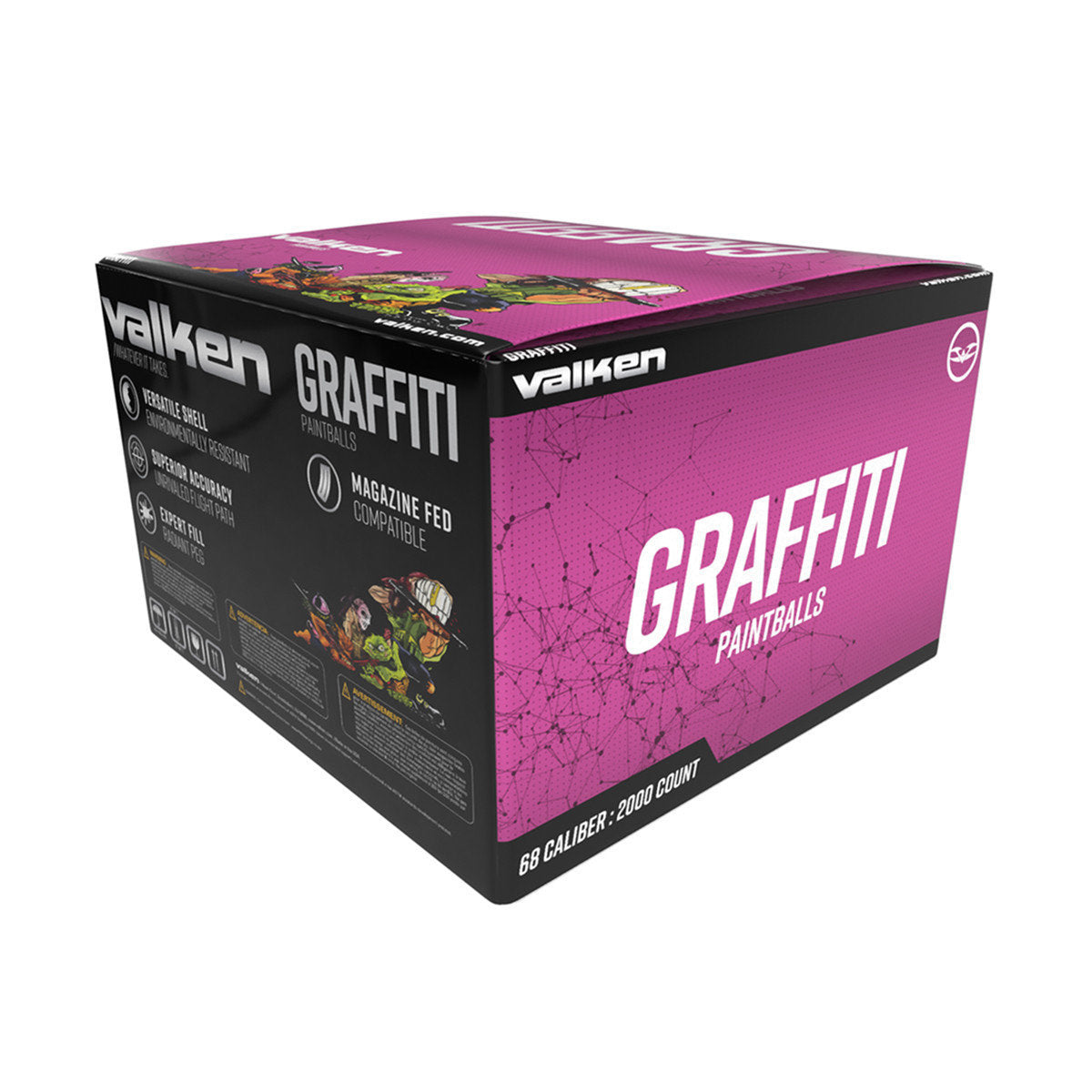 Valken Graffiti Paintballs - 2000 Count - Yellow & Purple Strip Shell / Yellow Fill - NO SHIPPING