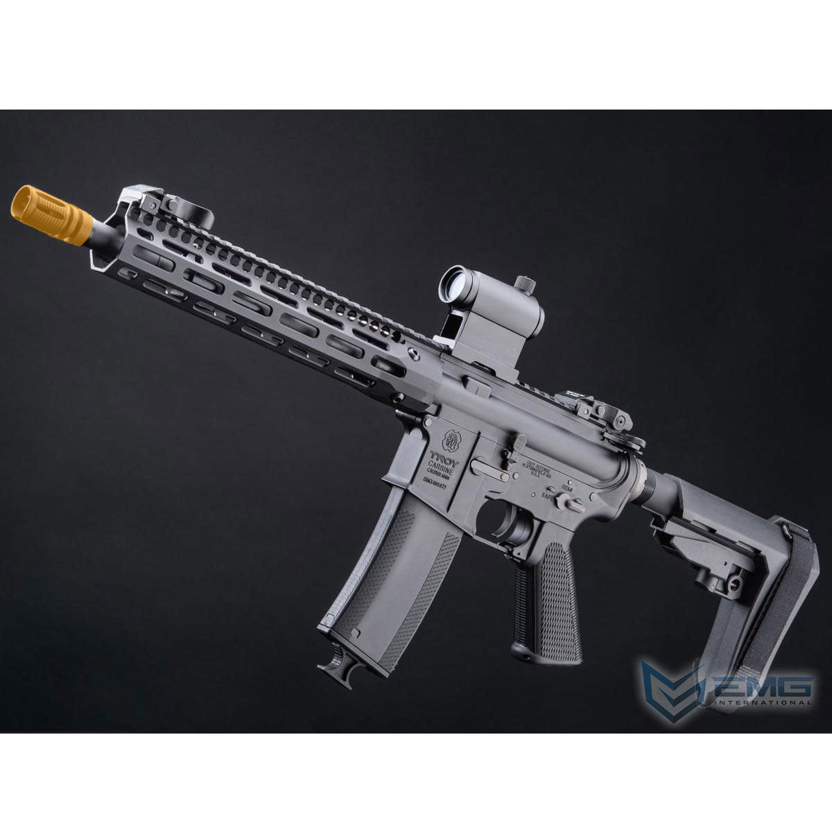 EMG Troy Industries Licensed SOCC M4 Carbine M-LOK AEG Rifle with 10.5" RIS - Black