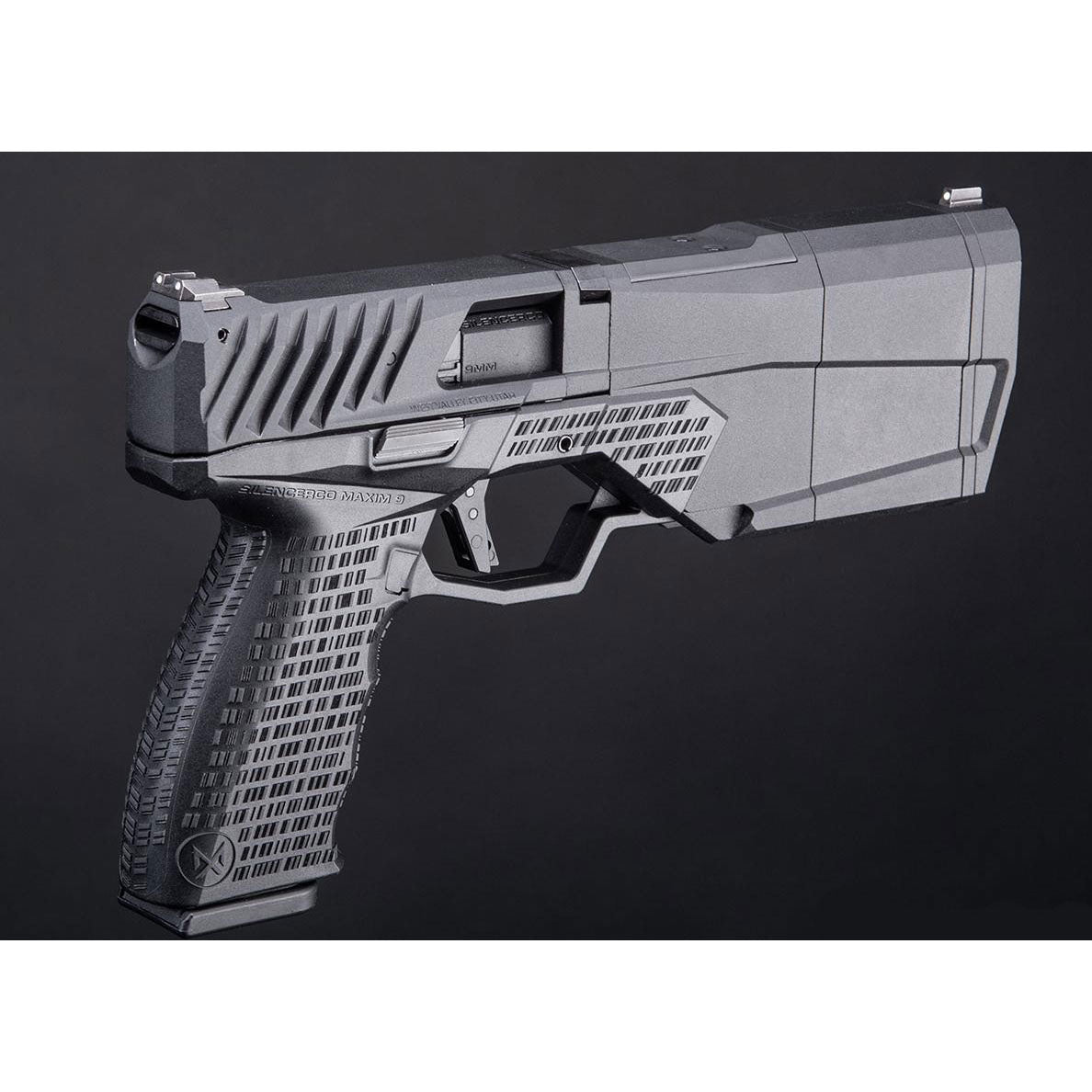 KRYTAC SilencerCo Licensed Maxim 9 Integrally Suppressed Green Gas Blowback Airsoft Pistol - Black