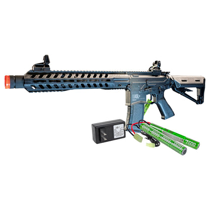Valken ASL+ Hi-Velocity AEG Whiskey Airsoft Rifle - Black - Battery and Charger Combo