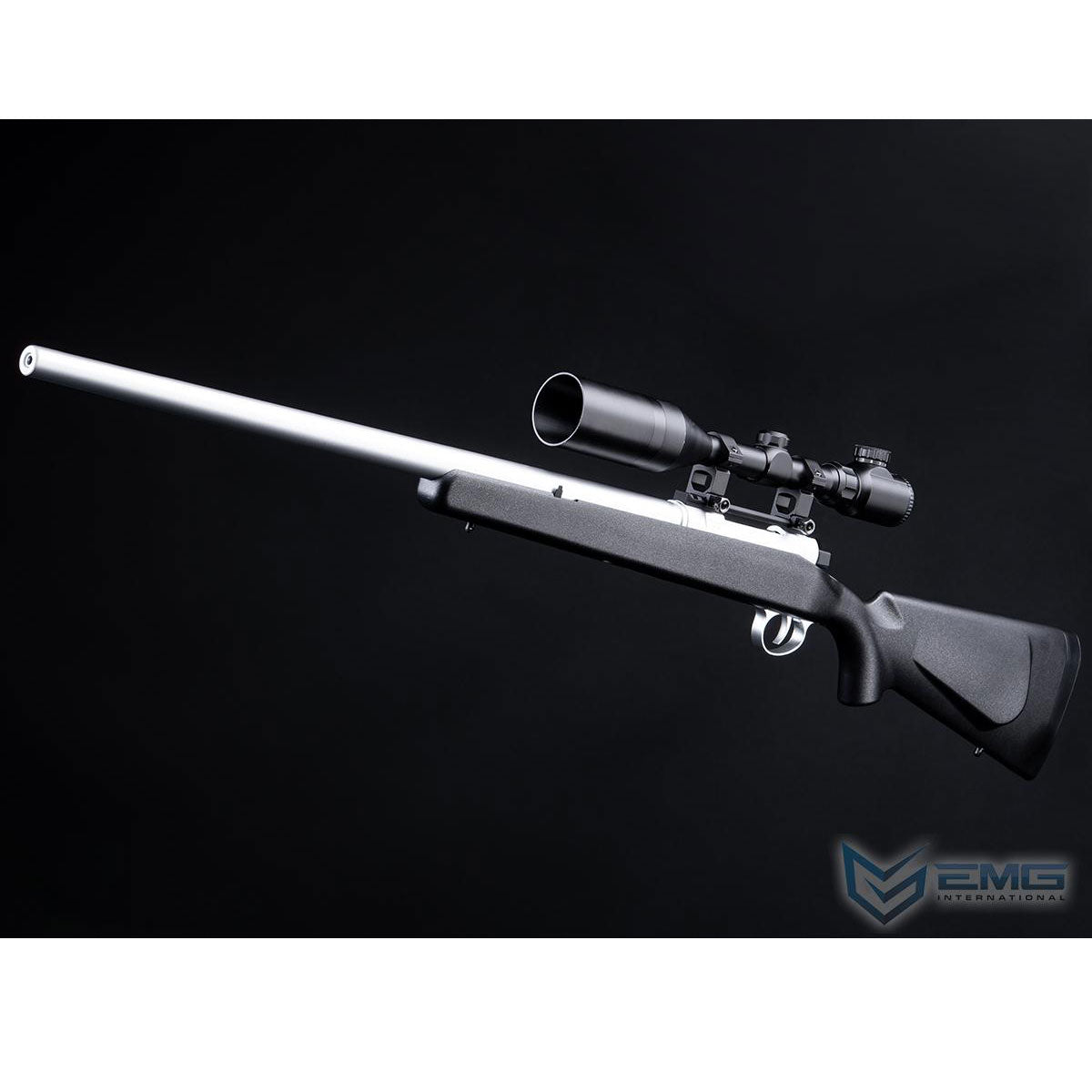 EMG Barrett Fieldcraft Precision Bolt-Action Green Gas Airsoft Sniper Rifle w/ Featherweight Zero Trigger - Black with Stainless Barrel - 350fps