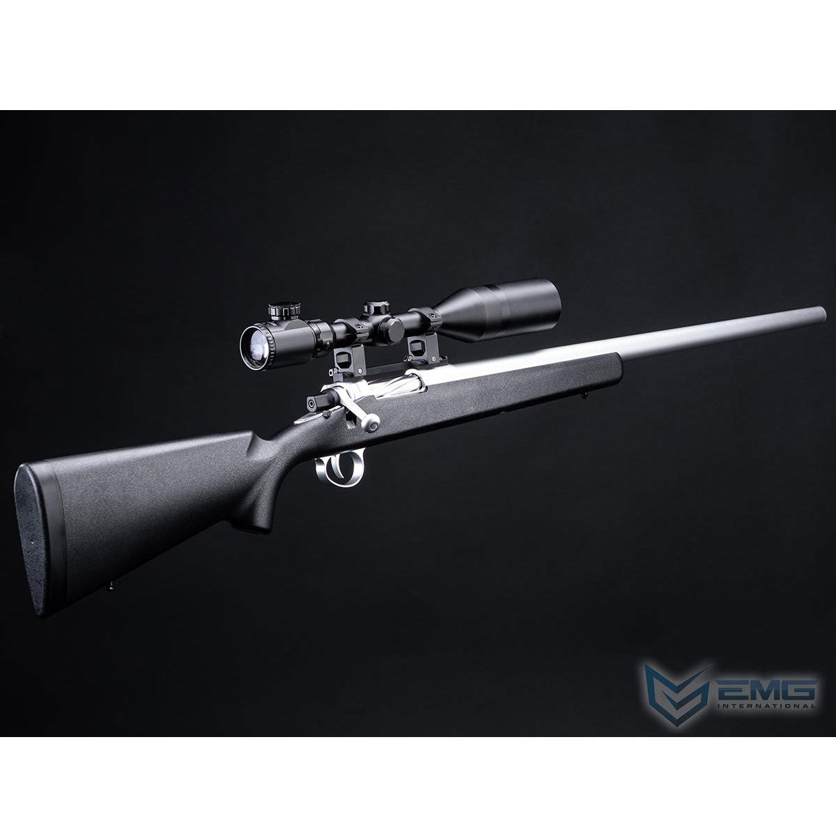 EMG Barrett Fieldcraft Precision Bolt-Action Green Gas Airsoft Sniper Rifle w/ Featherweight Zero Trigger - Black with Stainless Barrel - 350fps