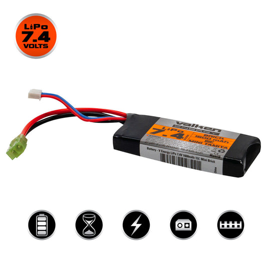 Valken Energy LiPo 7.4v 1600mAh 30C Mini Flat Style Battery