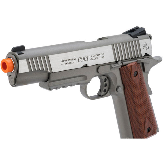 Colt Licensed 1911 Tactical Full Metal CO2 Airsoft Gas Blowback Pistol by KWC - Stainless Railed