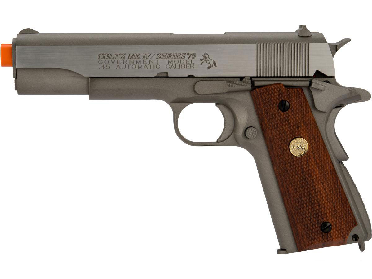 Colt Licensed 1911 Tactical Full Metal CO2 Airsoft Gas Blowback Pistol by KWC - Stainless Classic