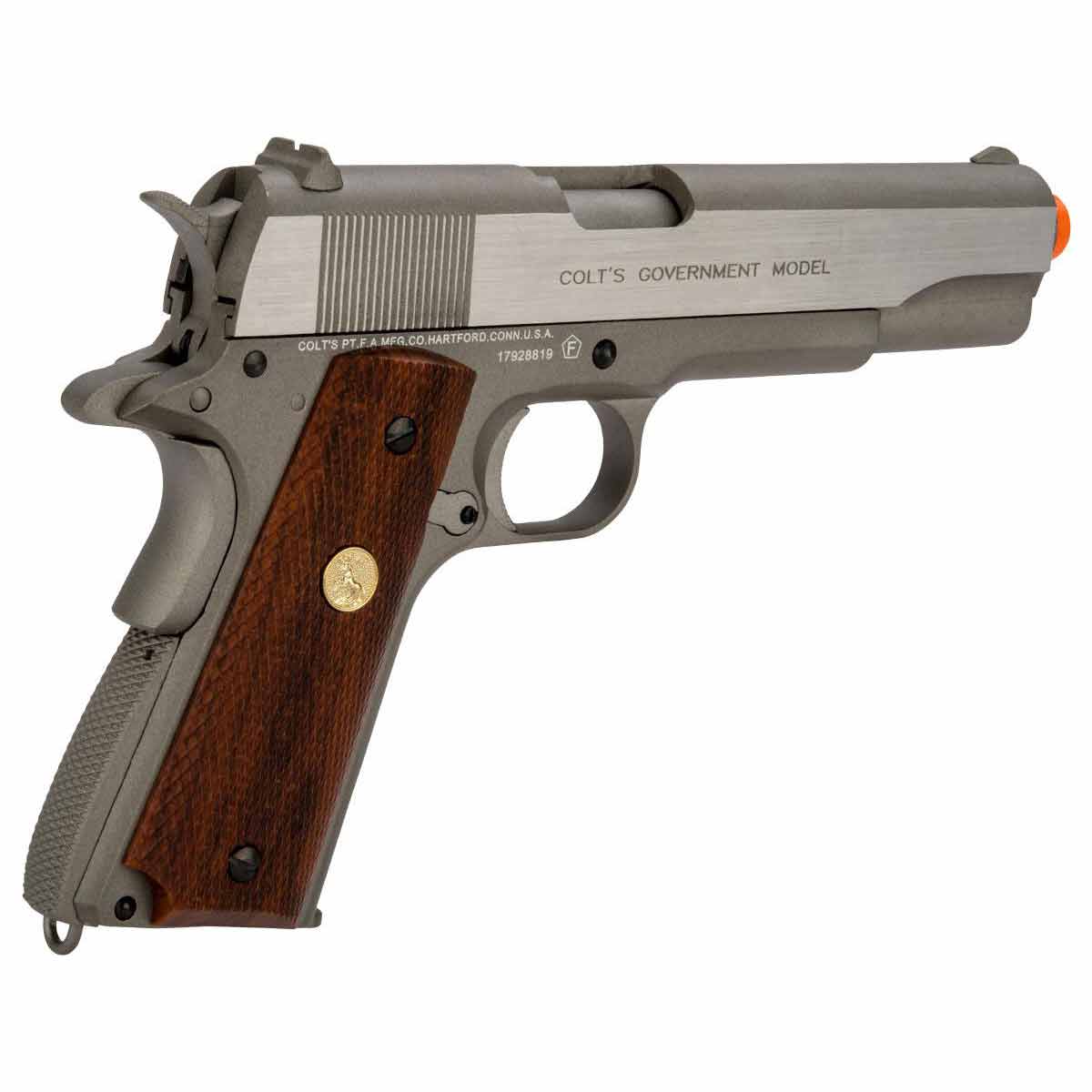 Colt Licensed 1911 Tactical Full Metal CO2 Airsoft Gas Blowback Pistol by KWC - Stainless Classic