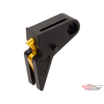 Angel Custom CNC Enhanced Flat Front Competition Style Trigger for KWA ATP Gas Blowback Airsoft Pistols - Black/Gold