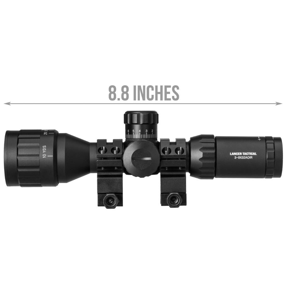 Lancer Tactical 3-9X32 AOIR Scope - Black