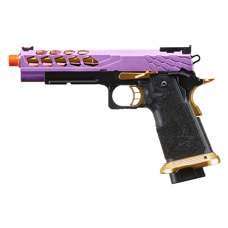 Lancer Tactical Knightshade Hi-Capa Gas Blowback Airsoft Pistol - Black, Purple, & Gold