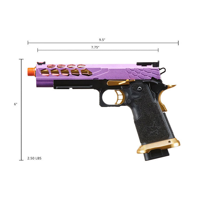 Lancer Tactical Knightshade Hi-Capa Gas Blowback Airsoft Pistol - Black, Purple, & Gold
