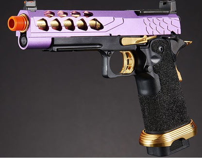Lancer Tactical Stryk Hi-Capa 5.1 Gas Blowback Airsoft Pistol w/ Red Dot Mount - Purple/Gold