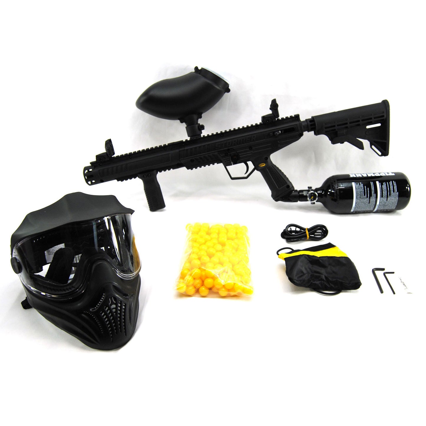 Tippmann Stormer Tactical Paintball Package 200 Rd Loader Paintballs 48/3000 Tank