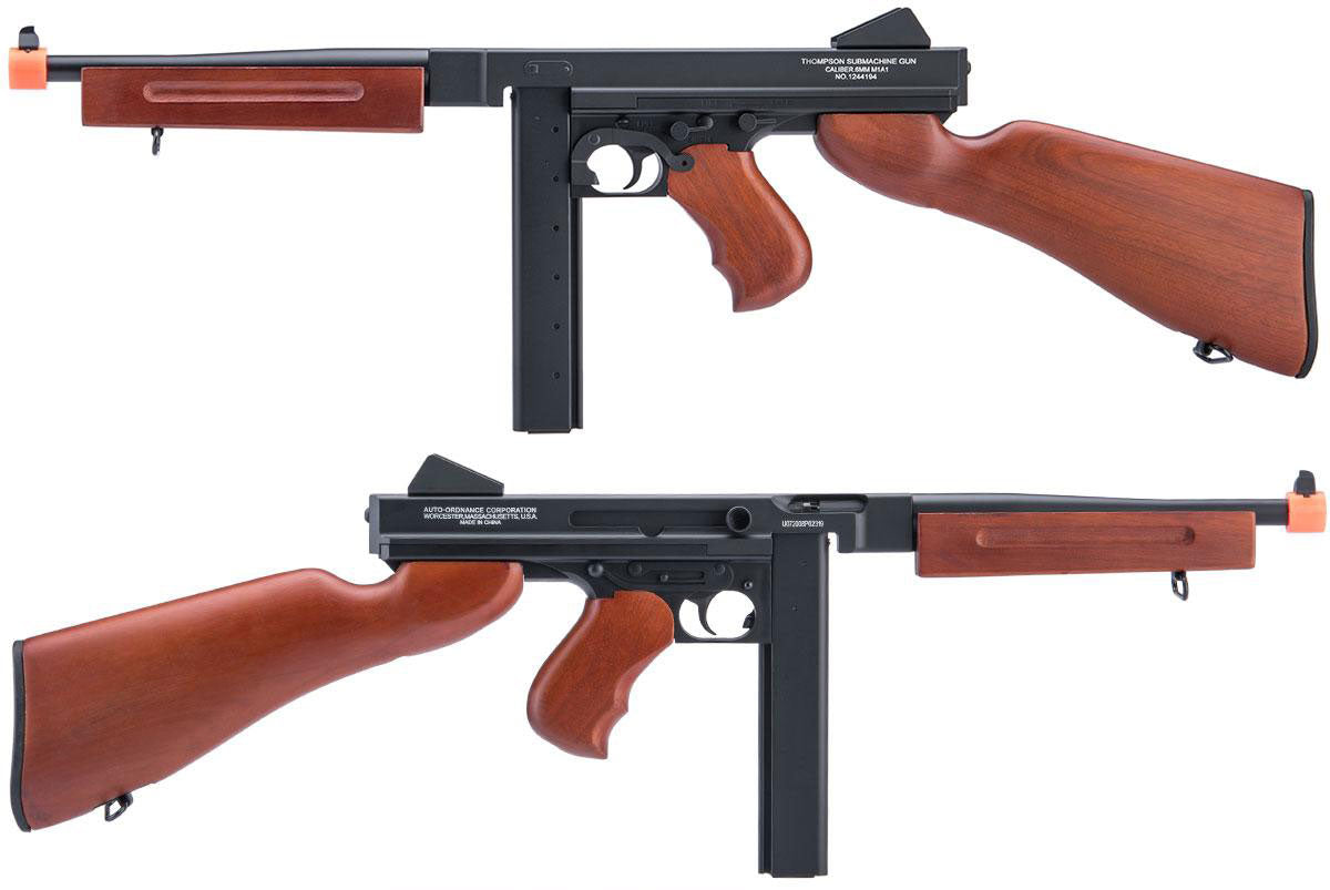 Cybergun Auto Ordnance Licensed Thompson M1A1 Airsoft AEG Rifle w/ Real Wood Grip and Stock