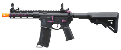 Lancer Tactical Gen 3 Hellion 7" M-LOK Airsoft AEG Rifle w/ Crane Stock - Black & Purple