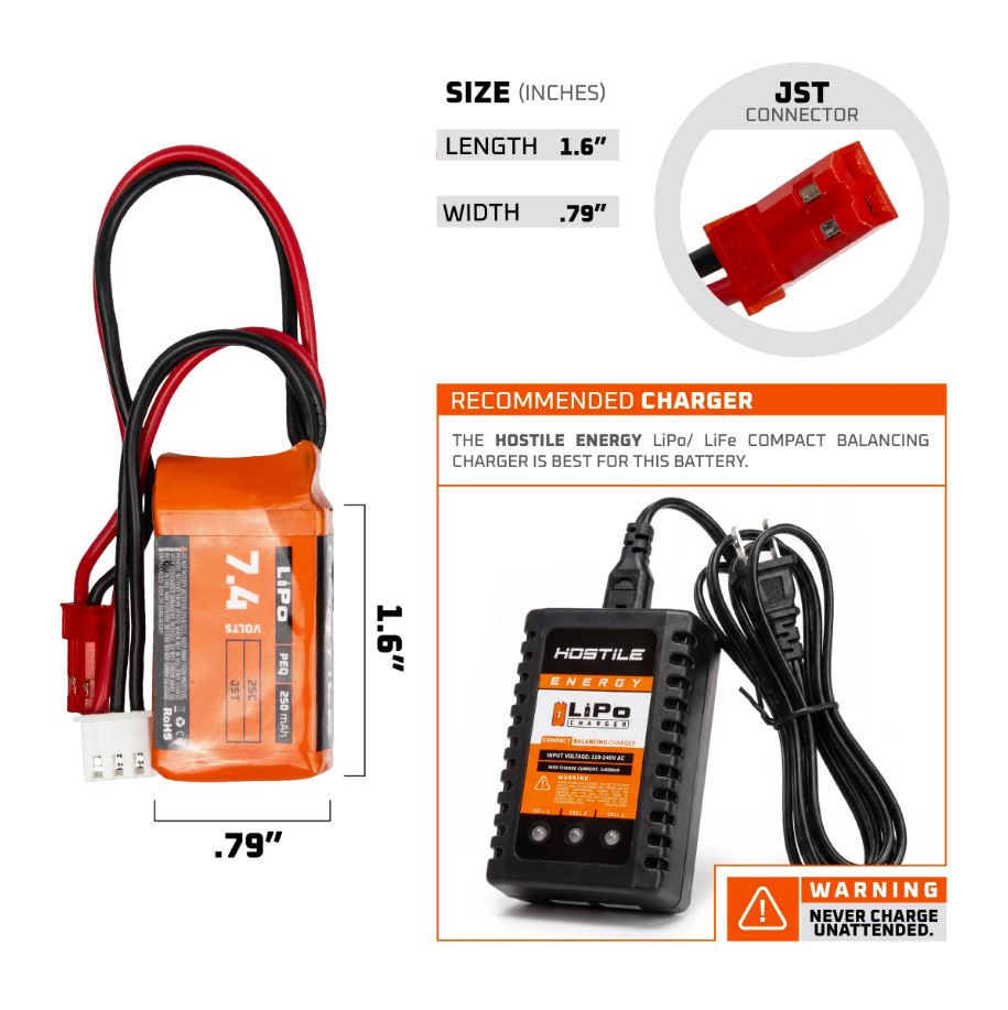 HK Army Hostile Energy LiPo 7.4V 250mAh 25C PEQ Battery