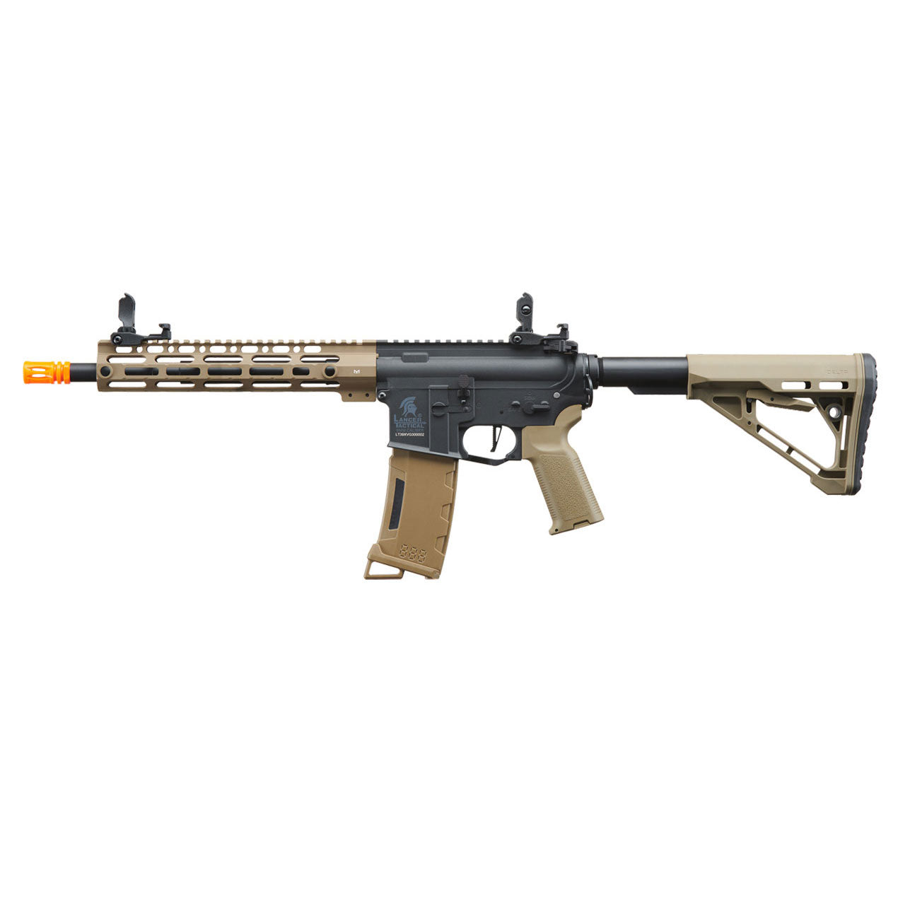 Lancer Tactical Gen 3 M-LOK 10" Airsoft M4 AEG with Delta Stock - Tan/Black