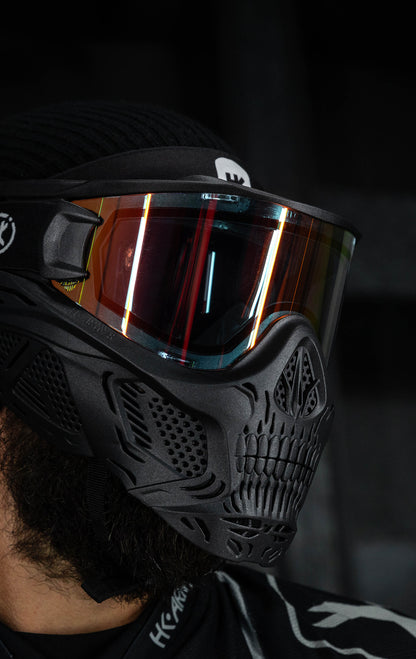 HSTL Skull Goggle "Death" - Black w/ Fire Lens