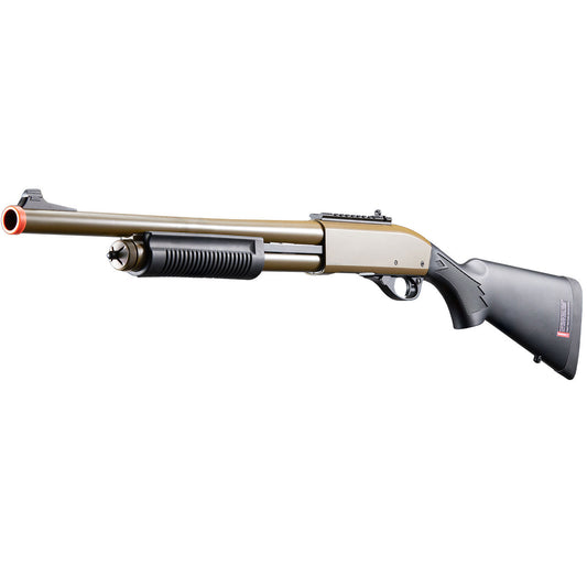 Golden Eagle M8870 3/6-Shot Pump Action CO2 Gas Airsoft Shotgun w/ Ghost Ring Iron Sights - Tan