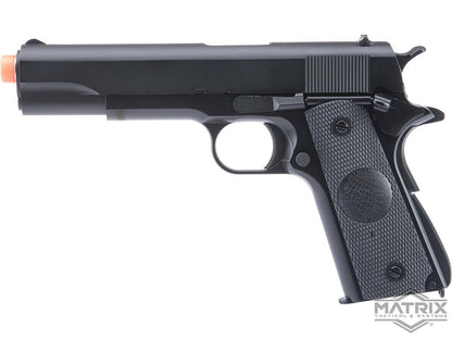 Matrix x Golden Eagle Full Metal M1911A1 Gas Blowback Airsoft Pistol - Black -IMF Grips