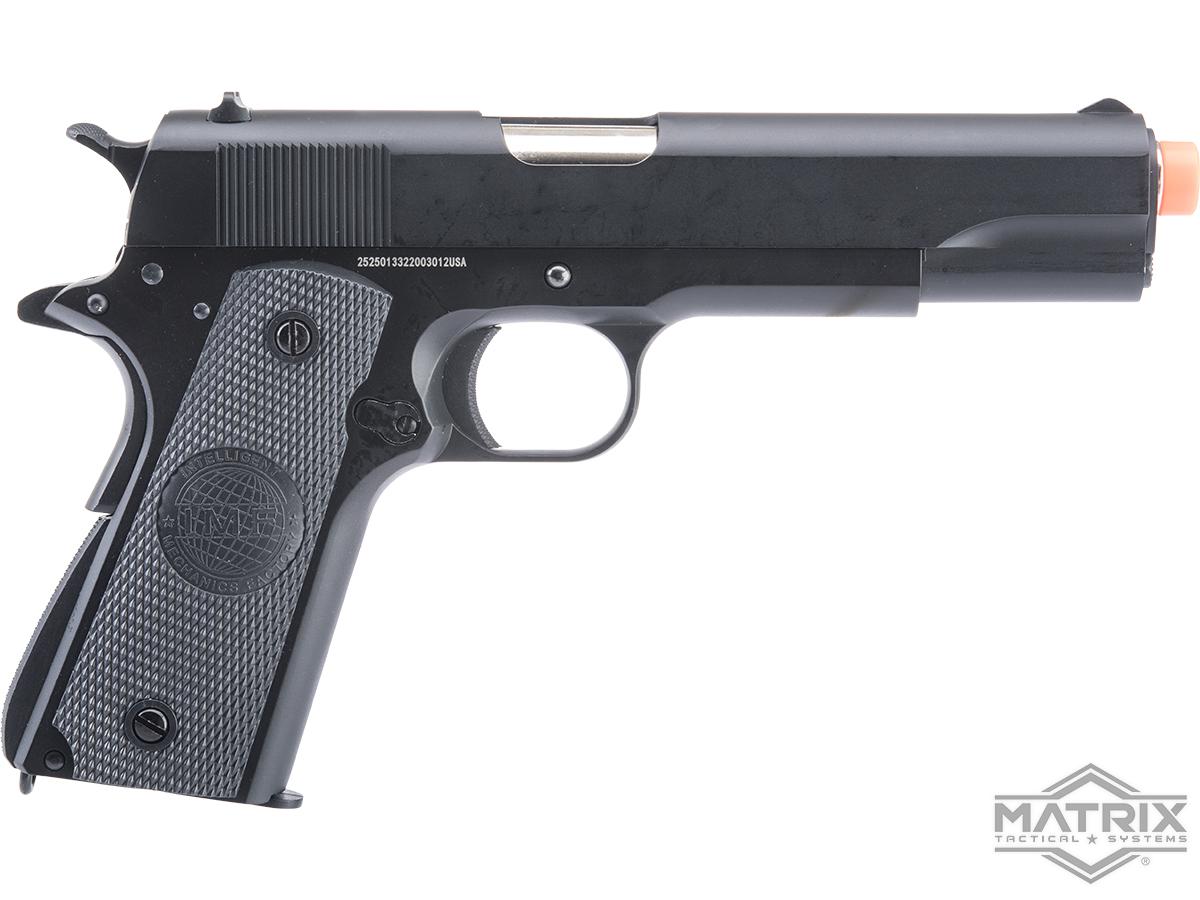 Matrix x Golden Eagle Full Metal M1911A1 Gas Blowback Airsoft Pistol - Black -IMF Grips