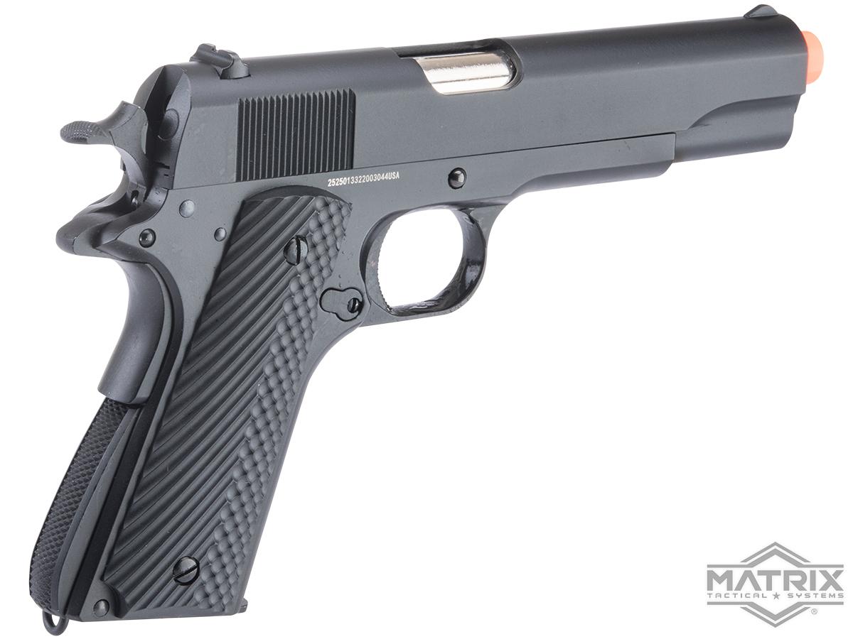 Matrix x Golden Eagle Full Metal M1911A1 Gas Blowback Airsoft Pistol - Black - Golf Ball Grips
