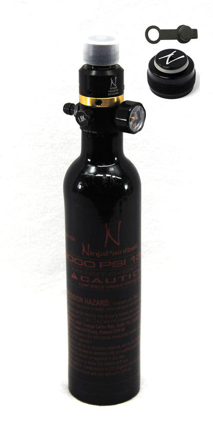 Ninja 13ci 3000psi HPA Tank with Thread Protector/Nipple Cover - Black - Ninja Paintball