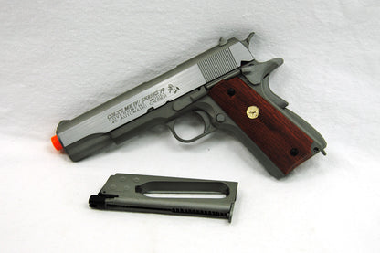 Palco 1911 MK IV Series 70 Airsoft Pistol CO2 Blowback - Stainless/Brown Grips - Palco