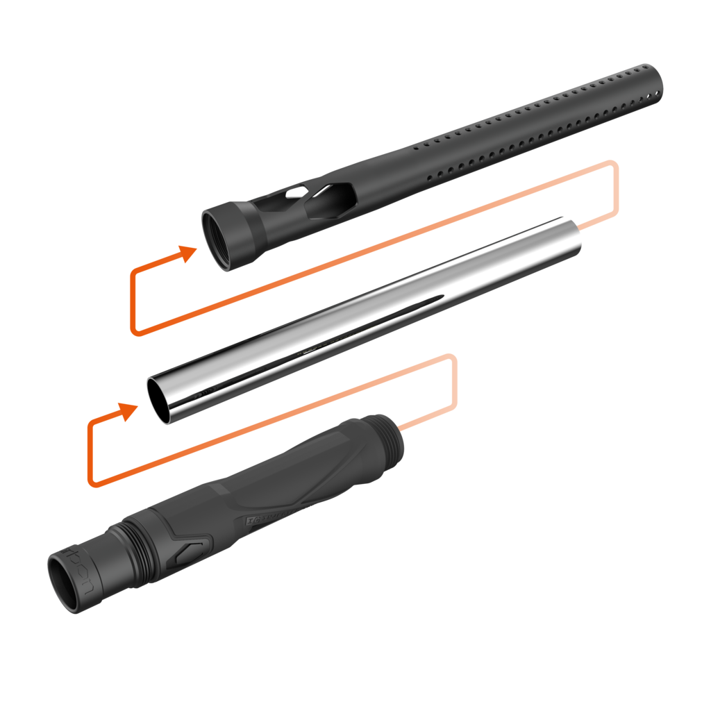 CRBN Carbon IC Paintball Barrel - Graphic Red - Autococker Thread