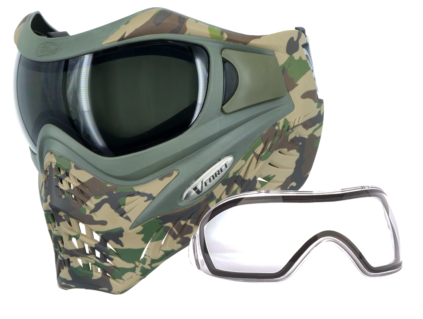 V-Force Grill SE Paintball Mask Goggle - Woodlands Camo w/ Smoke & Clear Lens