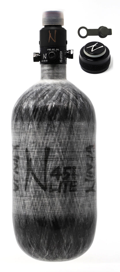 Ninja 45ci 4500psi HPA Tank with Thread Protector/Nipple Cover - Grey - Ninja Paintball