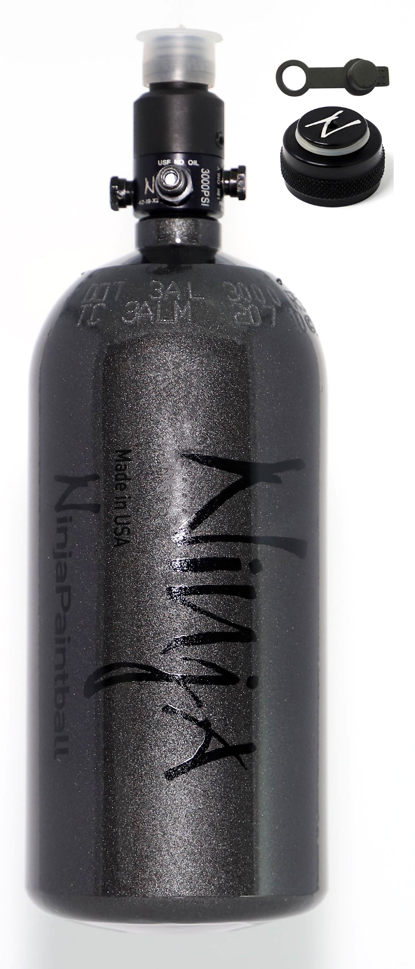 Ninja 48ci 3000psi HPA Tank with Thread Protector/Nipple Cover - Ninja Paintball