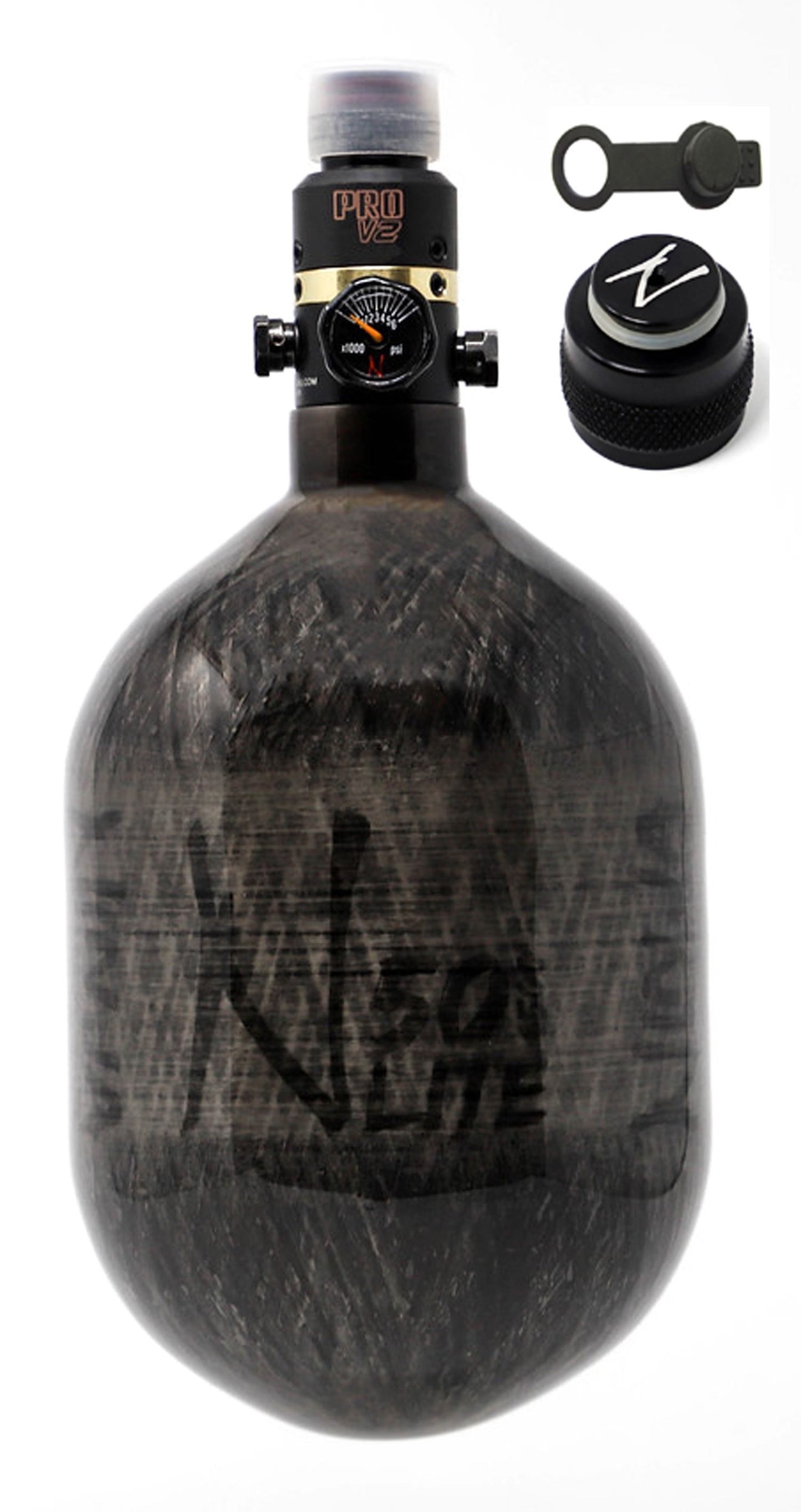 Ninja 50ci 4500psi HPA Tank with Thread Protector/Nipple Cover - Translucent Black - Ninja Paintball