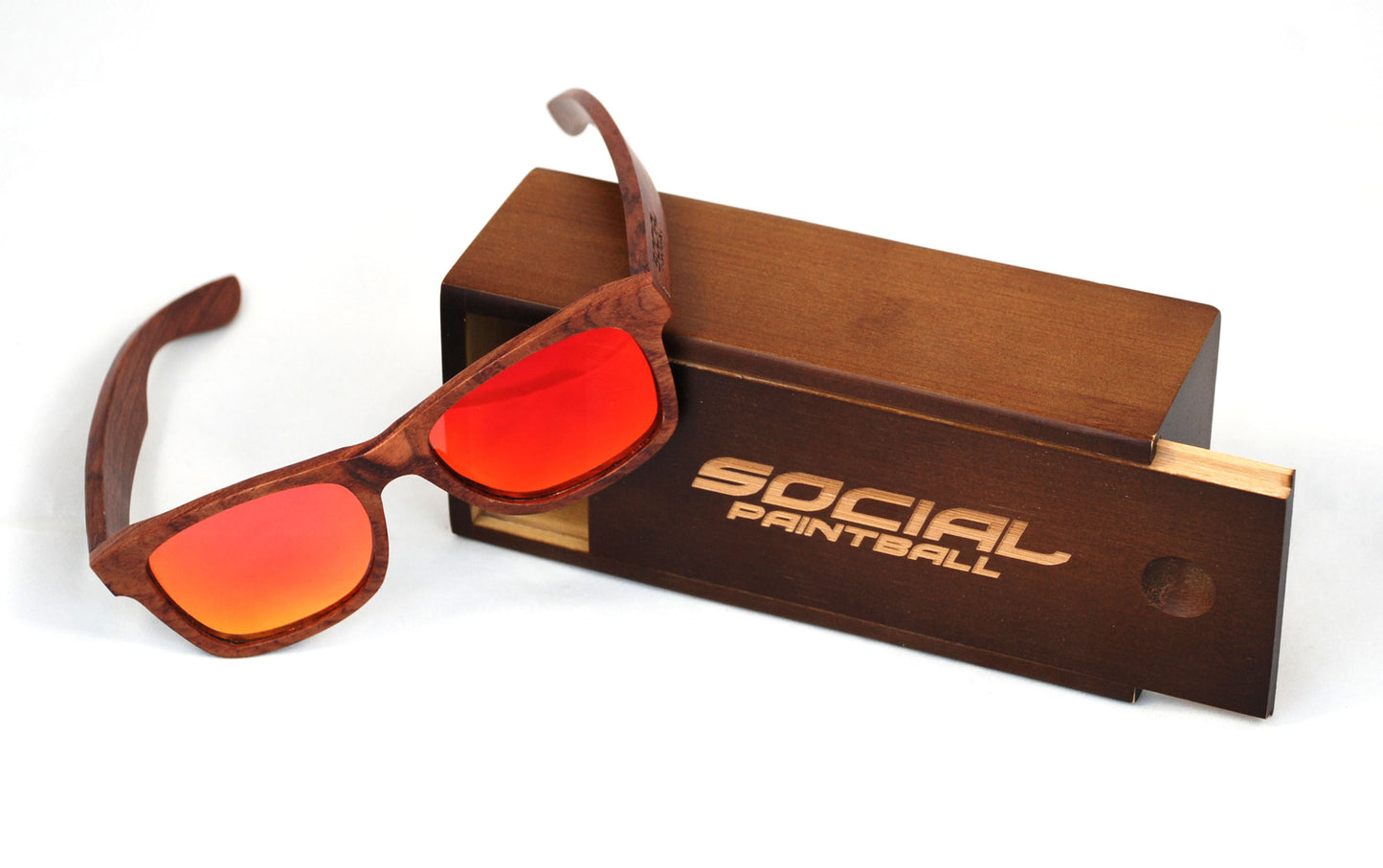 Social Paintball Sunglasses - Rosewood with Red Lens - Social Paintball