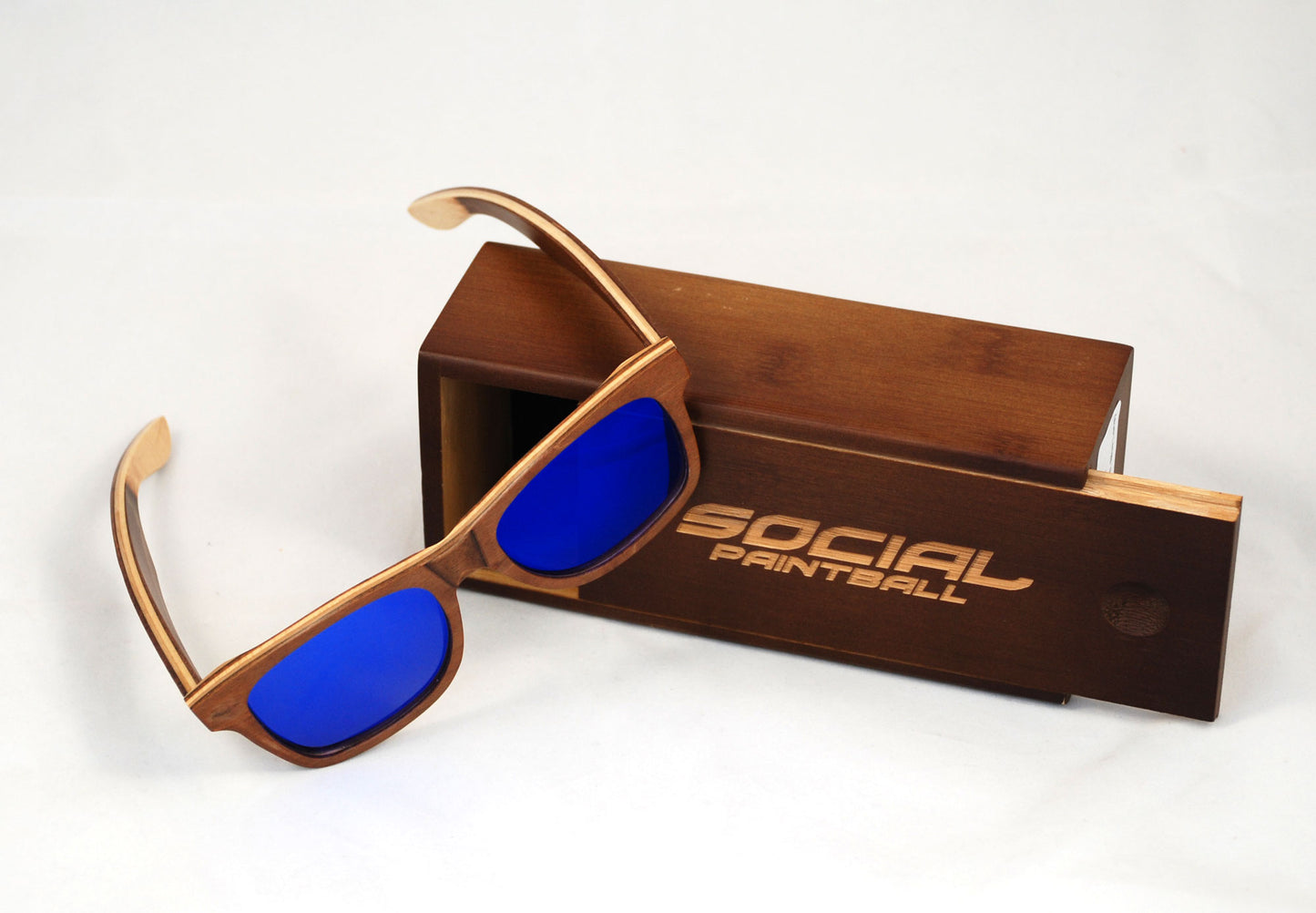 Social Paintball Sunglasses - Dual Tone Skateboard with Blue Lens - Social Paintball