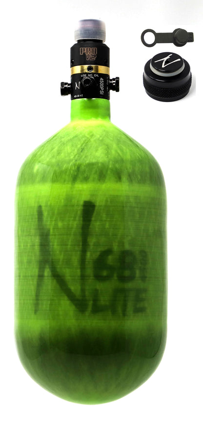 Ninja 68ci 4500psi HPA Tank with Thread Protector/Nipple Cover - Translucent Lime - Ninja Paintball