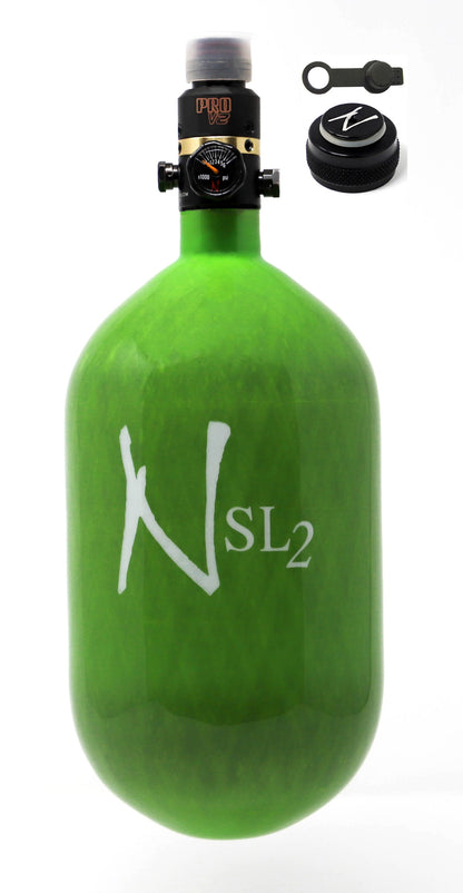 Ninja 68ci 4500psi SL2 HPA Tank with Thread Protector/Nipple Cover - Lime - Ninja Paintball