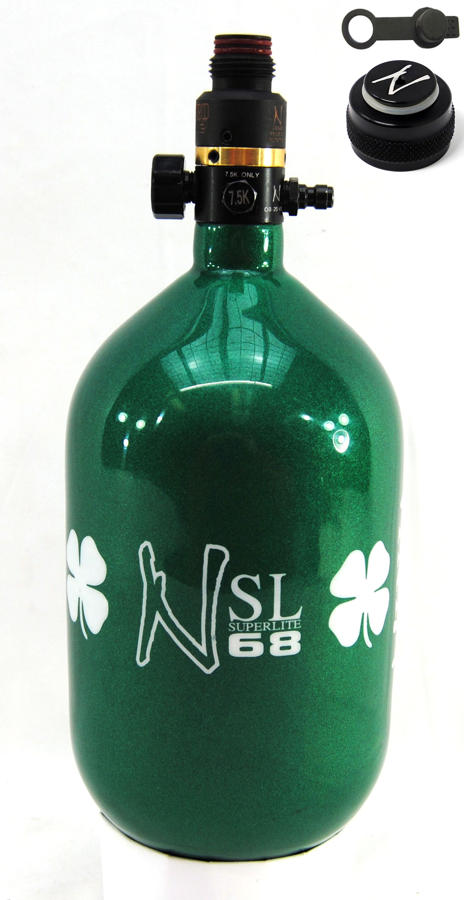 Ninja 68ci 4500psi SL2 HPA Tank with Thread Protector/Nipple Cover - Limited Edition St. Patrick's Day Lucky Clover - Ninja Paintball