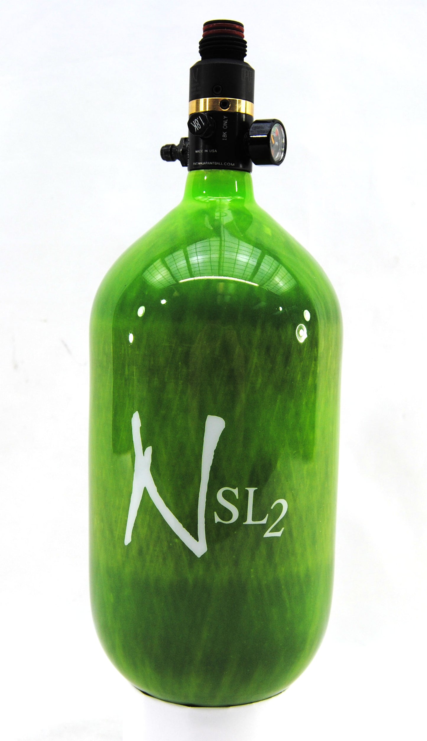 Ninja 77ci 4500psi SL2 HPA Paintball Tank - Translucent Lime - Pro V2 Reg