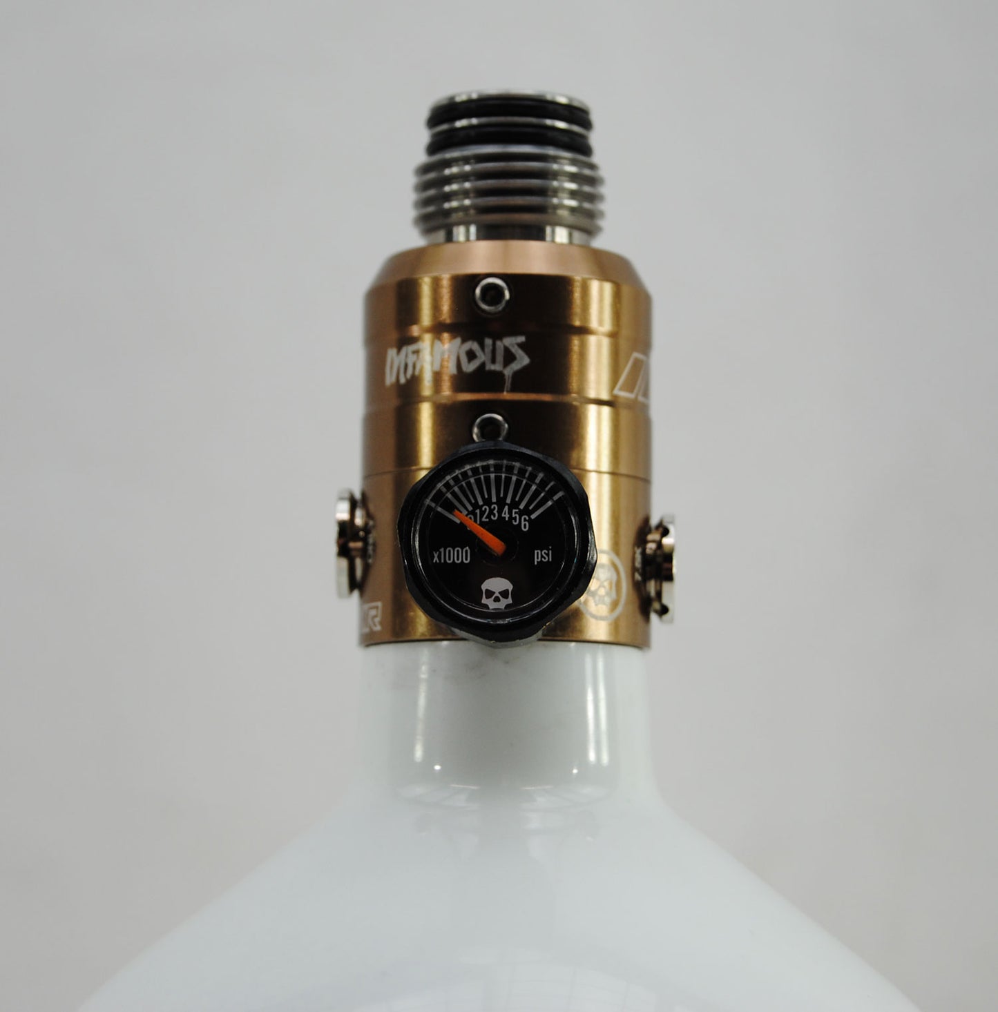 Infamous Skeleton Air Hyperlight "Diamond Series" 80ci/4500psi Tank w/ Bronze Haymaker 500 Reg - White/Bronze