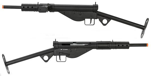 AGM Full Metal WWII MkII Sten British 9mm Full Auto Airsoft AEG SMG - Black - Evike