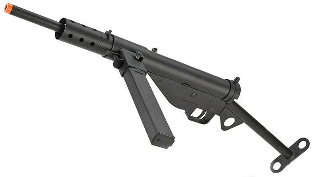 AGM Full Metal WWII MkII Sten British 9mm Full Auto Airsoft AEG SMG - Black - Evike