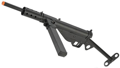 AGM Full Metal WWII MkII Sten British 9mm Full Auto Airsoft AEG SMG - Black - Evike