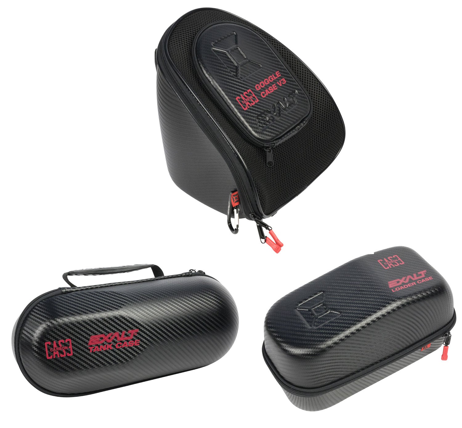 Exalt Paintball Carbon Tank/Loader/Goggle V3 Case Combo - Red - Exalt